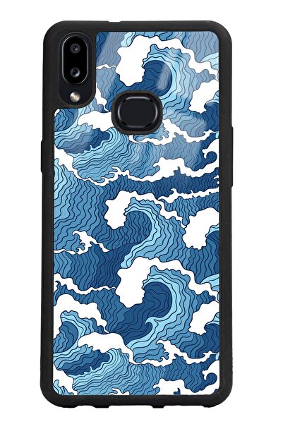 Spoyi Samsung A10s Mavi Dalga Tasarımlı Glossy Telefon Kılıfı