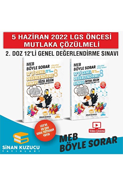 SİNAN KUZUCU YAYINLARI 2. Doz 12'li Genel Değerlendirme Sınav Seti ( Sayısal ...