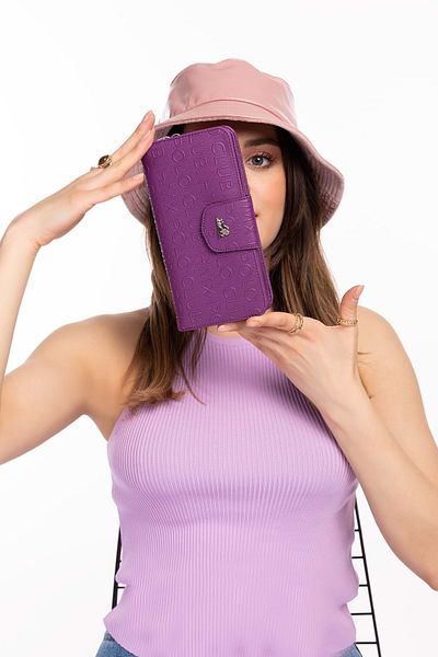 Gondol Hmx.370 Portofel de mână elegant și de lux de dimensiuni mari - text violet