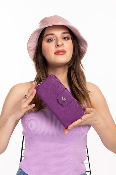 Gondol Hmx.370 Portofel de mână elegant și de lux de dimensiuni mari - text violet