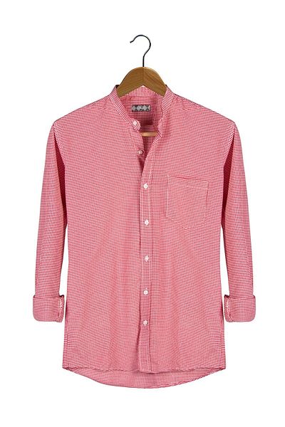 Terapi Men Men's Plaid Collar Long Sleeve Shirt 21y-4300597-1 Red