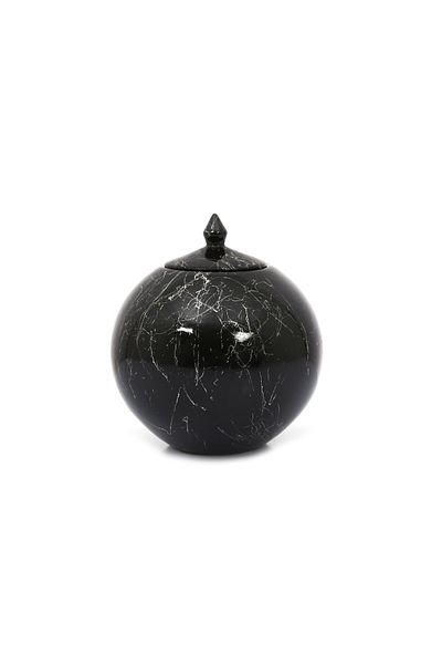 Yedi Home&Decor Ceramic Medium Size Black Silver Marble Patterned Covered Tile Handmade Cube
