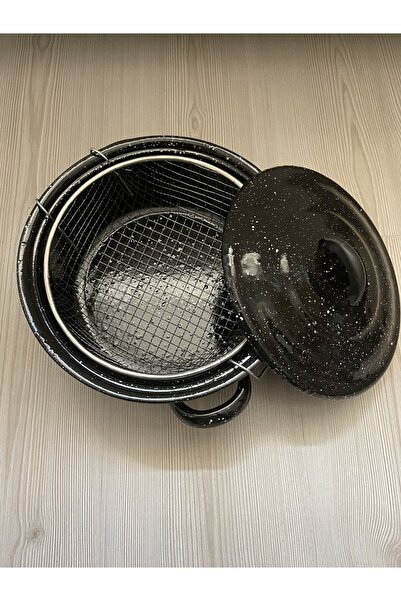 hayalimkapimda Cny Black Potato Chips Frying Pot with Lid 25 Cm