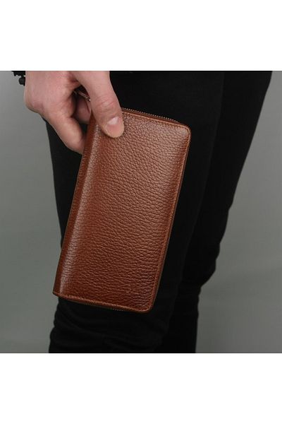 My Valice Unisex Genuine Leather Wallet with Phone Compartment and Card Holder 1821 Tan