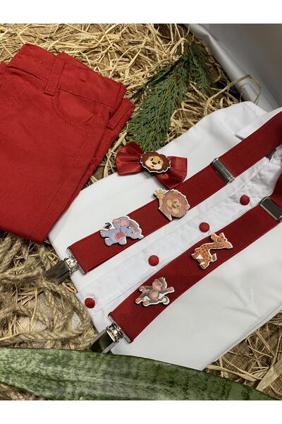 MFS Kırmızı Askı Papyon Pantolon Gömlek