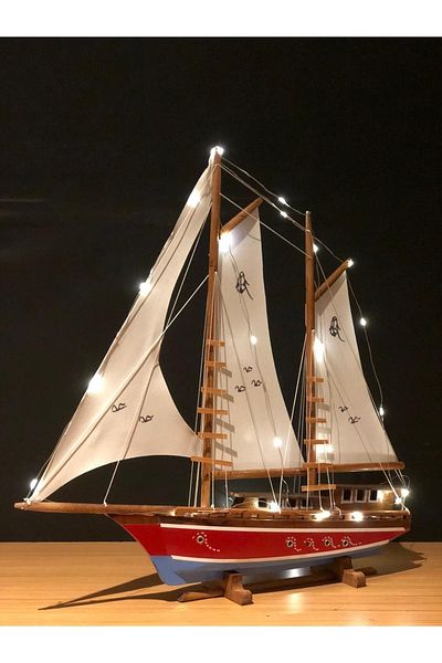 Lapidaria Illuminated Sailing Wooden Ship Model Large Size