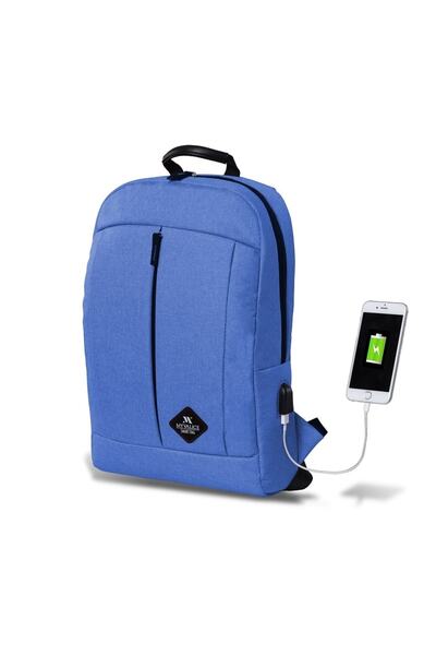 My Valice Smart Bag Galaxy Usb Şarj Girişli Notebook Laptop Sırt Çantası Mavi