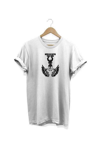 WİDİ Nikada ne idi brže Štampano Belo T-shirt