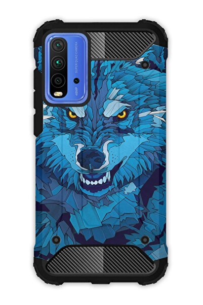 Cekuonline Xiaomi Redmi 9t Uyumlu Kılıf Tank Full Koruma Antişok - Mavi Çizim...