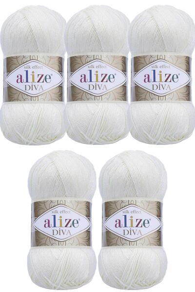 Alize Diva Shiny Mercerized Summer Spring Knitting Yarn No:1055 (5 Pieces)