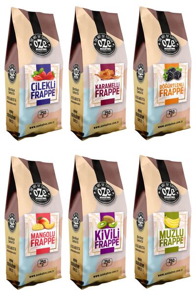 OZE KAHVE Frappe Seti Çilek, Karamel, Kivi, Mango, Muz, Böğürtlen 6'lı 250g