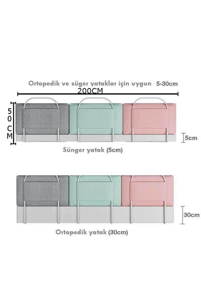 RevuBaby 200 Cm Serenity Xl Yeni Nesil Yatak Bariyeri Korkuluğu Midex (4 Blok)