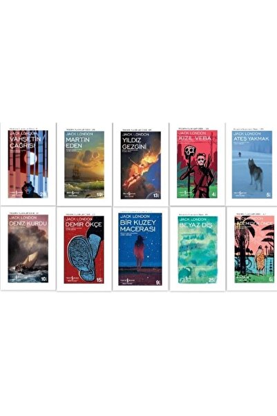 TÜRKİYE İŞ BANKASI KÜLTÜR YAYINLARI 10lu Jack London Beyaz Diş Kızıl Veba Martin Eden Yıldız Gezgini Ateş Yakmak Vahşetin Çağrısı Deniz