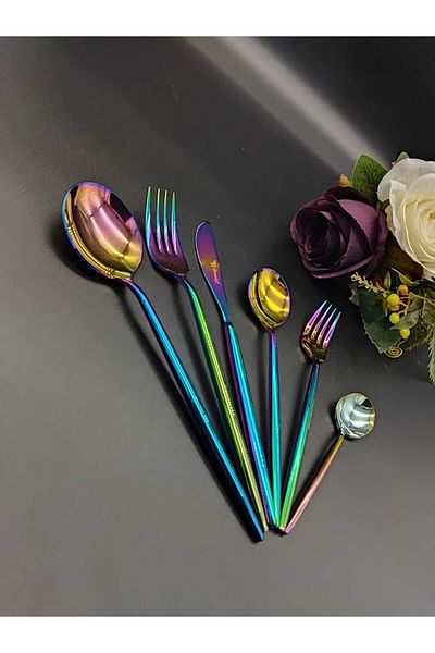 BRONDOFF 36 Piece Rainbow Fork Spoon Knife Set