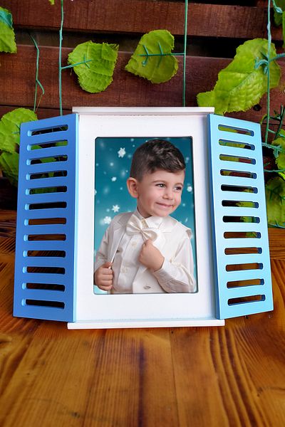 yhfoto 10x15 Cadru de sticlă Albastru Fereastra Foto Lemn