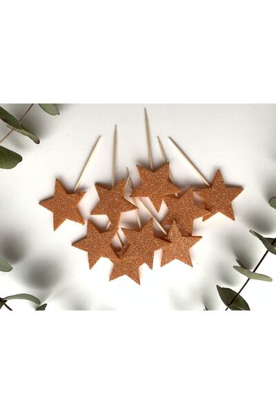 Partifabrik Yıldız Kürdan 12 Adet Simli Pasta Süsü