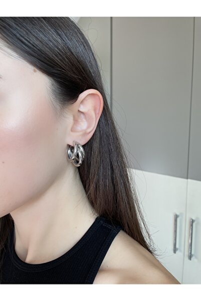 Mia Accessorize Gümüş Kaplama Üçlü Boru Küpe