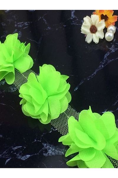 E Elmas Laser Cut Chiffon Flower (59 - 60 Τεμάχια) - Πράσινο Φιστίκι