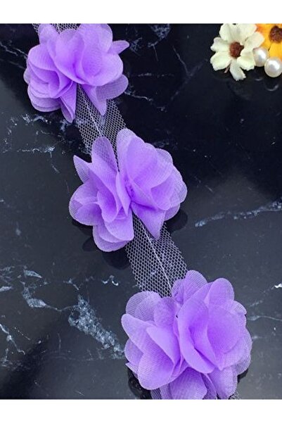 E Elmas زهرة شيفون مقطوعة بالليزر (59 - 60 قطعة) - أرجواني