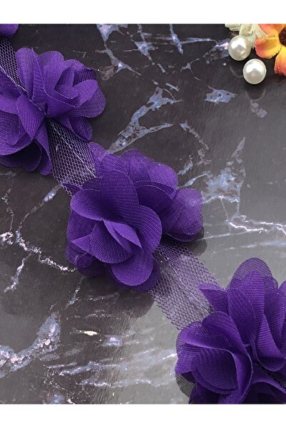 E Elmas Lazer Kesim Şifon Çiçek (59 - 60 Adet) - Mürdüm