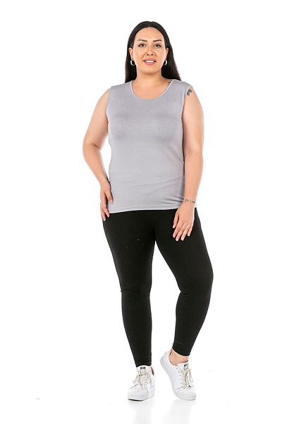 DISENTIS MODEST Large Size Round Neck Thick Strap Viscose Light Gray Body