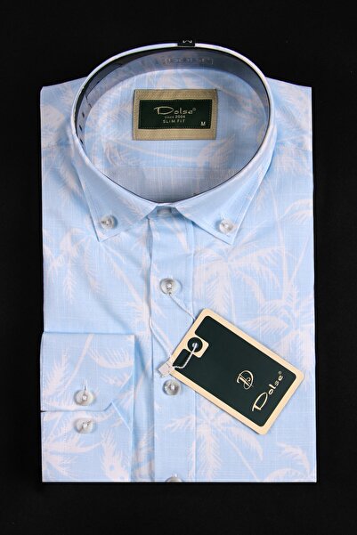 DOLSE Slimfit Premium Erkek Palmiye Desenli Gömlek