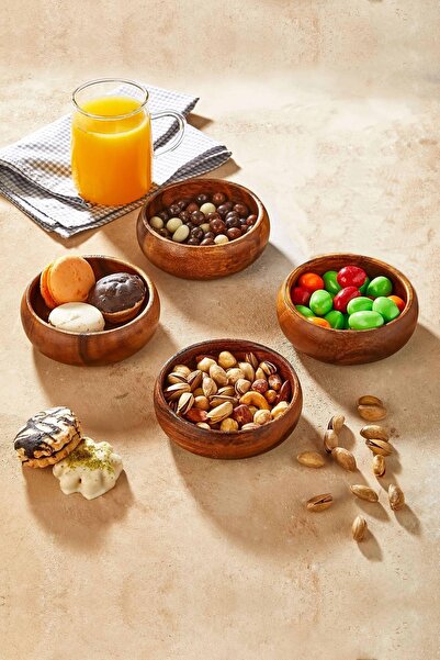 HOMENIVA Acacia Bowl Snack Bowl Set of 4 - Handmade Acacia Bowl