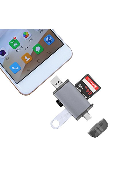 Coverzone 6 In 1 Usb, Type-c, Mikro Usb To Usb2.0/tf/sd Kart Okuyucu 3 Port H...