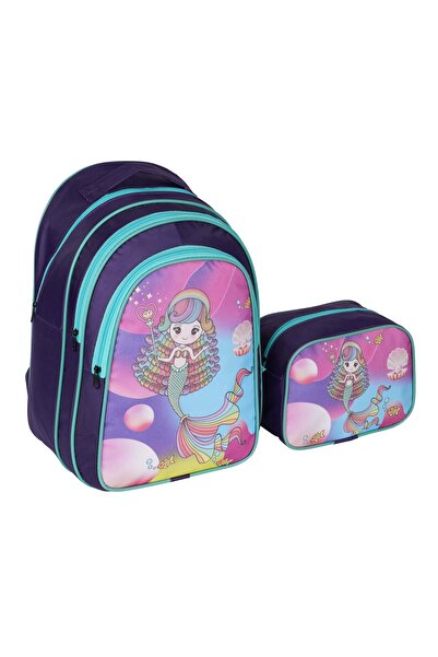 Relaxion 1112 Kız 3 Gözlü Takım Çanta Balık Kızlı