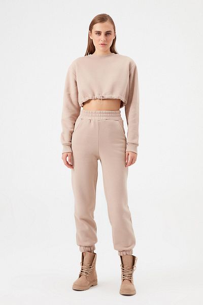 Açelya Okcu Φούτερ Crop Ribbed Waist Gathered