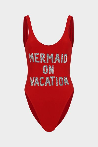 Açelya Okcu Mermaid On Vacation Slogan Push Up Μαγιό