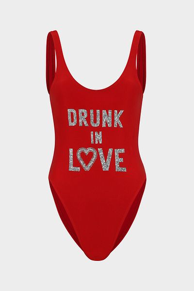 Açelya Okcu Drunk In Love Slogan Push Up Μαγιό