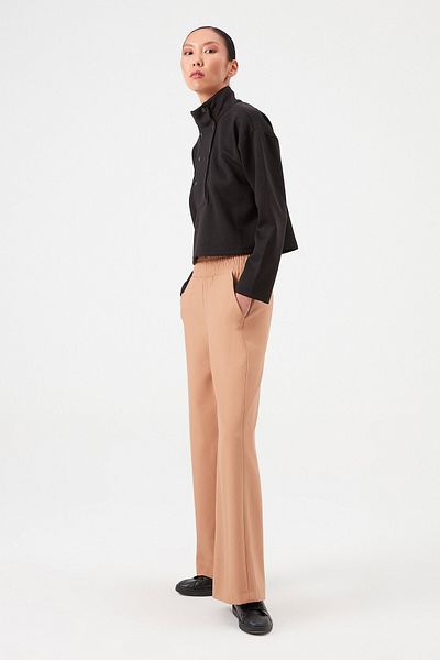 Açelya Okcu High Waist Palazzo Fabric Trousers