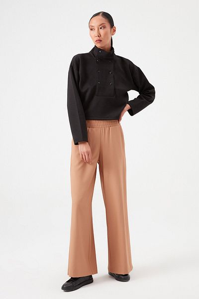 Açelya Okcu High Waist Palazzo Fabric Trousers