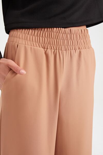 Açelya Okcu High Waist Palazzo Fabric Trousers