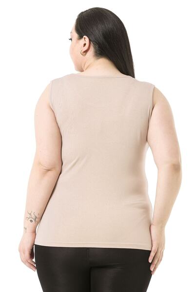 DISENTIS MODEST Large Size Round Neck Thick Strap Viscose Mink Bodysuit