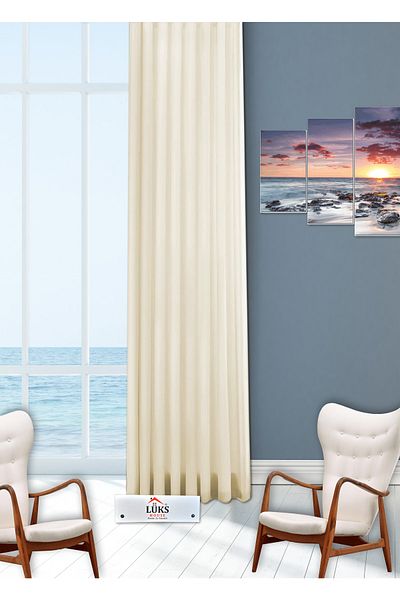 lüks House Sunshade Luxury Linen Curtain Cream Color High Quality