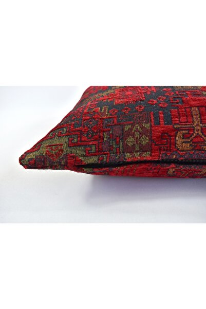 oushak Rug Patterned Decorative Pillowcase Double Sided Chenille Woven Ethnic Throw Pillow Cover with Hidden Zipper