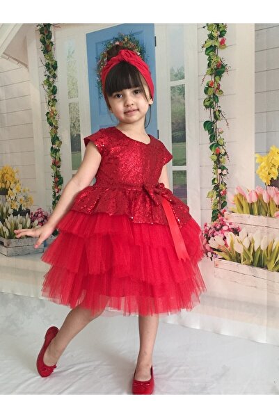 Sevimlice Kids Doğum Günü Özel Gün Çocuk Abiye Payetli Elbise