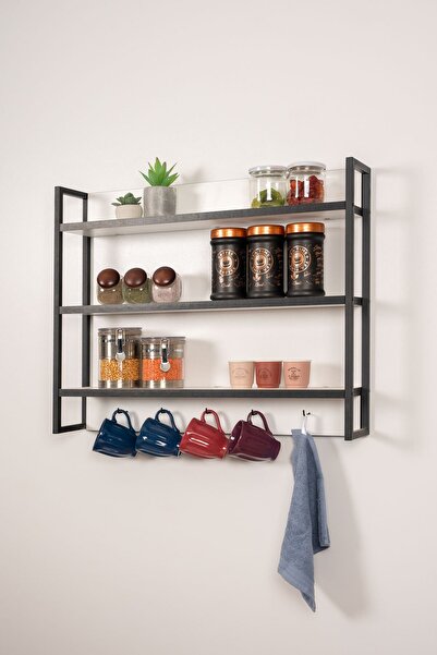 Mudesa Duvar Rafı Çok Amaçlı Modern Askılı 3lü Raf