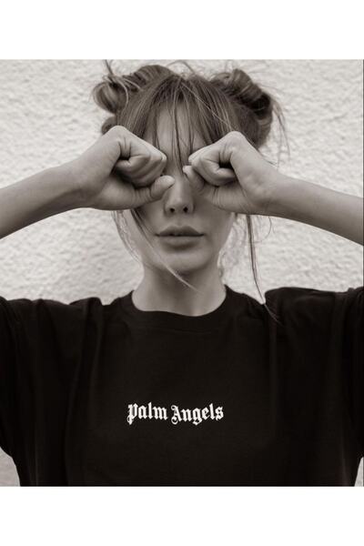 Black Sokak Tricou negru pentru femei Palm Angels oversize