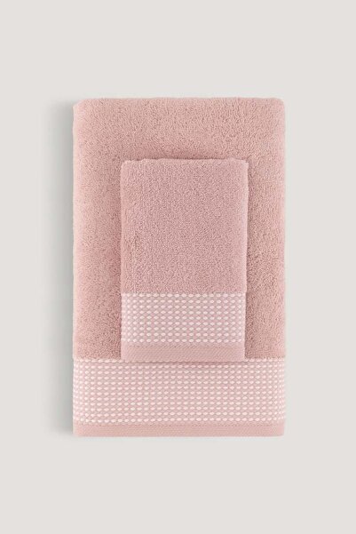 Arliva Home Set de prosoape Lena Jacquard 2 piese roz prăfuit 50x90 30x50