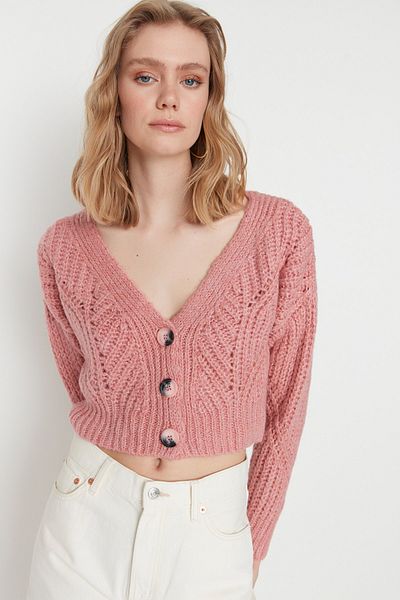 Trendyol Collection Ζακέτα με απαλή υφή σε σκόνη Crop Knitwear - TWOAW21HI0017
