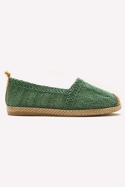 Deocept Γυναικεία παπούτσια Hulya Green Wide Fit Espadrille με πλεκτή λεπτομέρεια