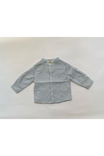 Çikoby Baby Boy Checkered Blue Judge Collar Shirt