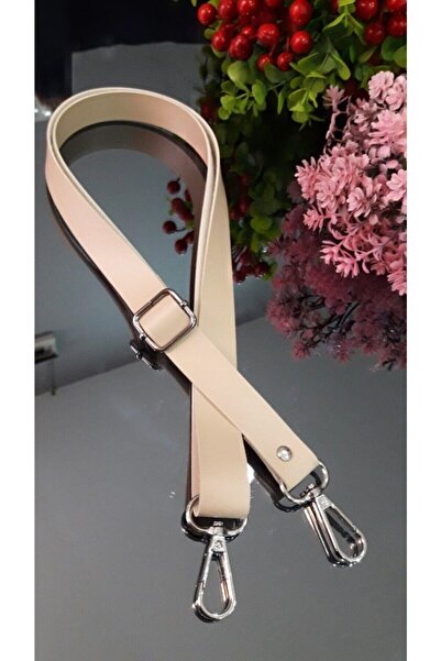 MEGA AKSESUAR Κρεμ δερμάτινο λουράκι τσάντας