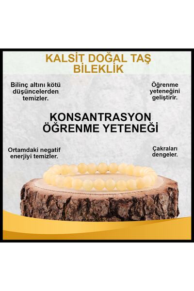 OSMANLI DEĞERLİ TAŞ Sertifikalı Kalsit Doğal Taş Bileklik 6 Mm - B827