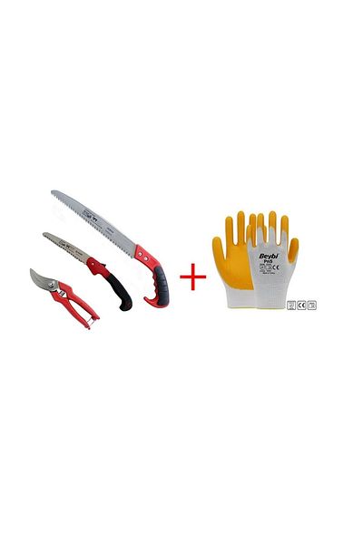 jetavm 3-Piece Garden Branch Cutting Pruning Saw Set Vineyard Pruning Set Gloves