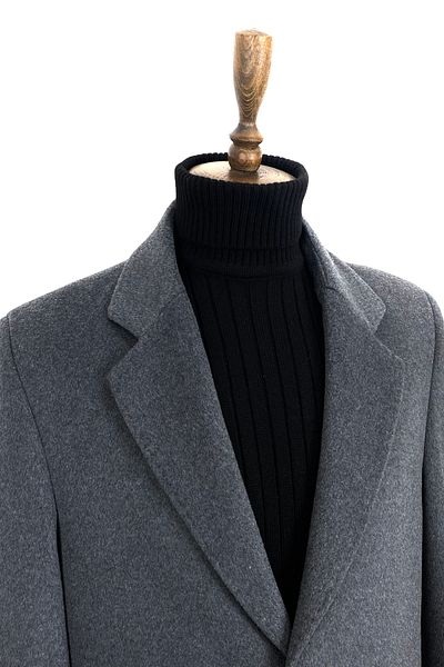 ŞAN GİYİM 1080 Men's Gray Jacket Collar Long Coat