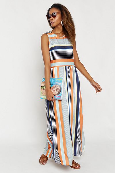 Hopoi Rochie maxi damă cu dungi colorate